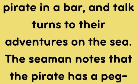 A seaman meets a pirate in a bar