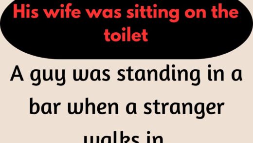 His wife was sitting on the toilet